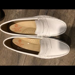Brand new never used white leather Loafers